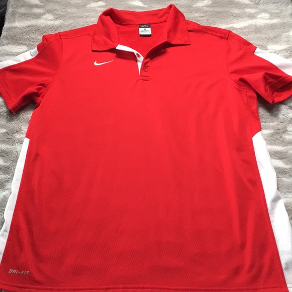 red nike collar shirt